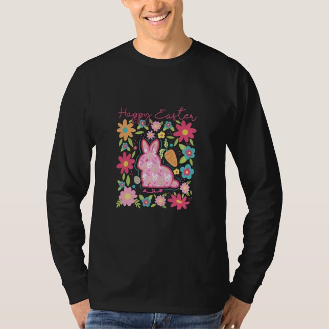 Glad påsk Bunny Illustration T Shirt (Framsida)