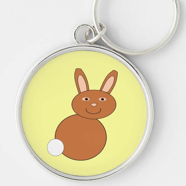 Glad påsk Bunny Keychain Rund Silverfärgad Nyckelring (Framsidan)