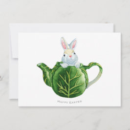 Glad påsk Bunny Lettuce Tekanna Julkort
