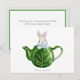 Glad påsk Bunny Lettuce Tekanna Julkort