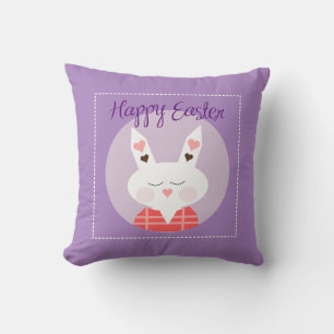 Glad påsk Bunny Lila Dekorativ kudde