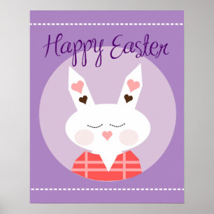 Glad påsk Bunny Lila Poster
