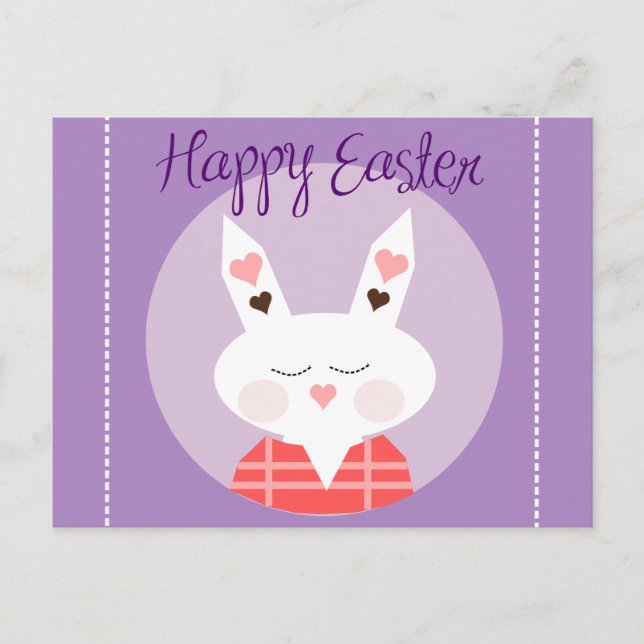 Glad påsk Bunny Lila vykort (Framsida)