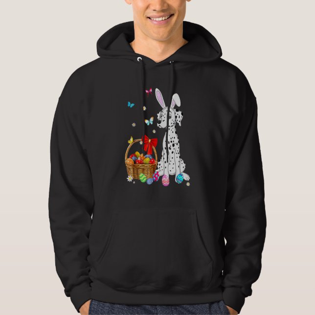 Glad påsk Bunny Llama Bringing Påskägg Baske Hoodie (Framsida)