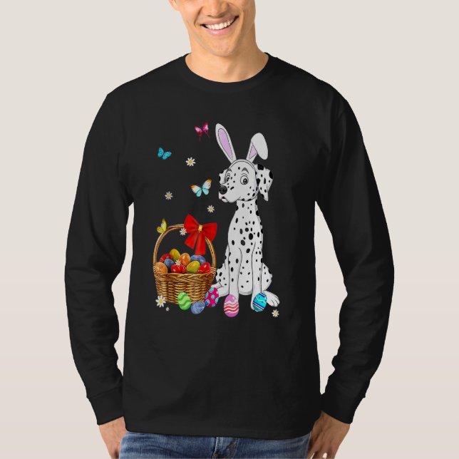 Glad påsk Bunny Llama Bringing Påskägg Baske T Shirt (Framsida)