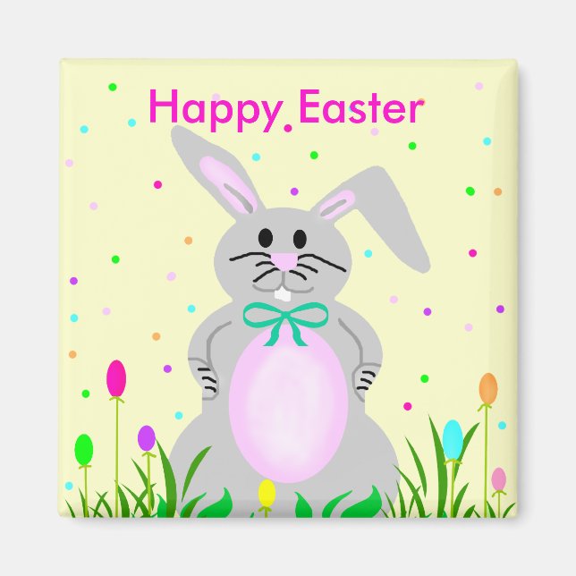 Glad påsk Bunny mallmagnet Magnet (Framsidan)