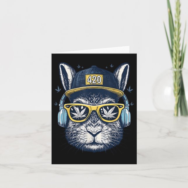 Glad påsk Bunny Manar Rökning Ogräs Påsk Kort (Framsida)