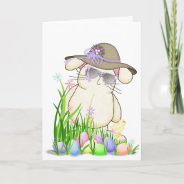 Glad påsk Bunny med Bonnet Helgkort