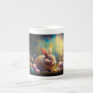 Glad påsk Bunny med Påskägg Benporslin Mugg