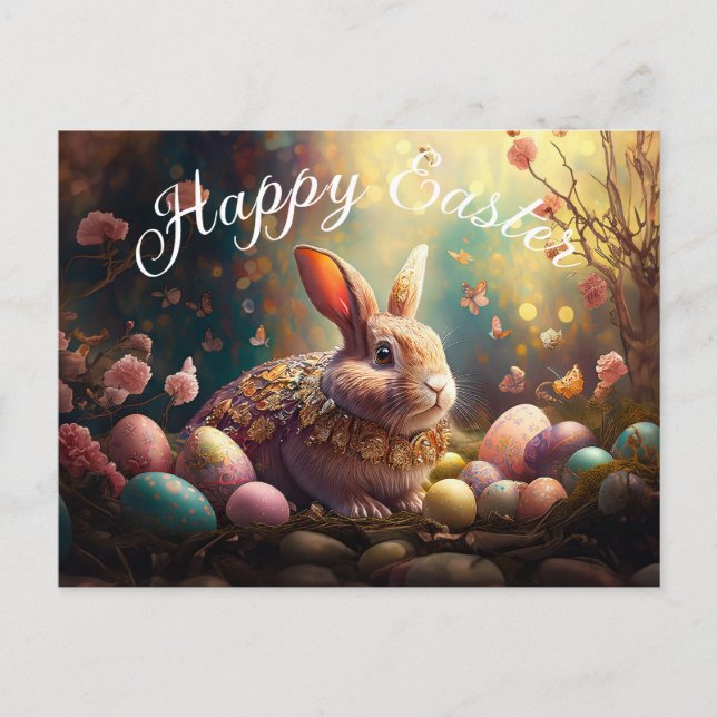 Glad påsk Bunny med Påskägg Helg Vykort (Framsida)