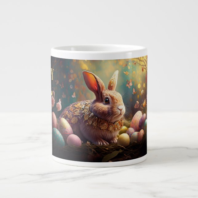 Glad påsk Bunny med Påskägg Jumbo Mugg (Framsidan)