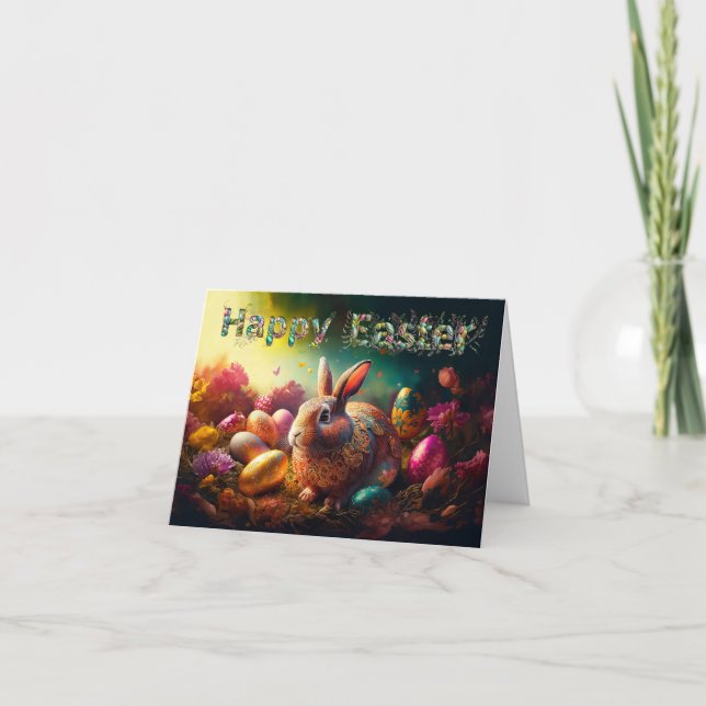 Glad påsk Bunny med Påskägg Kort (Framsida)