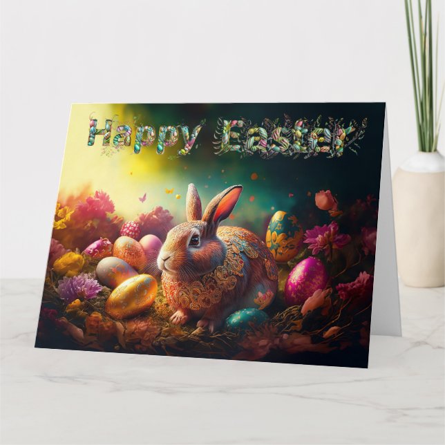 Glad påsk Bunny med Påskägg Kort (Framsida)