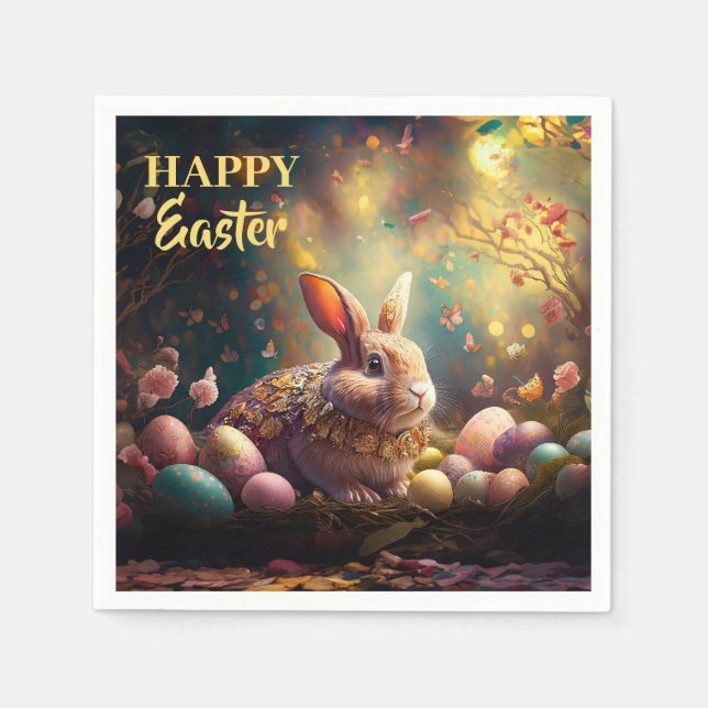 Glad påsk Bunny med Påskägg Pappersservett (Framsidan)