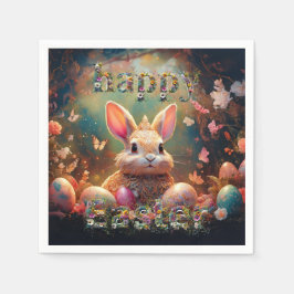 Glad påsk Bunny med Påskägg Pappersservett