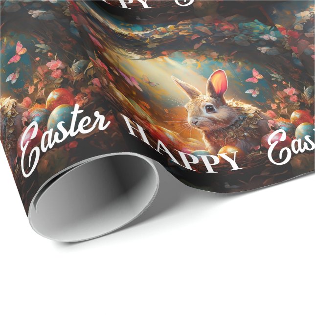 Glad påsk Bunny med Påskägg Presentpapper (Rullad Hörn)