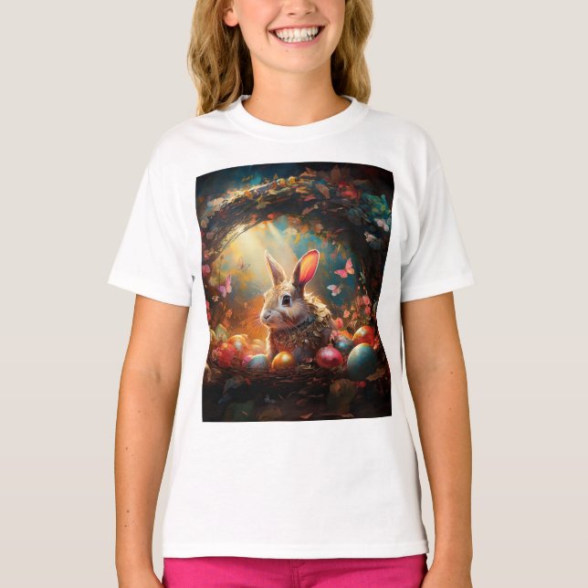 Glad påsk Bunny med Påskägg T Shirt (Framsida)