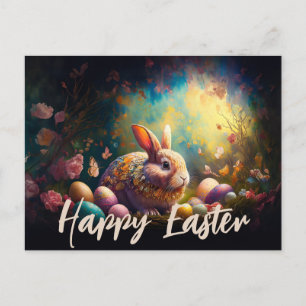 Glad påsk Bunny med Påskägg Vykort