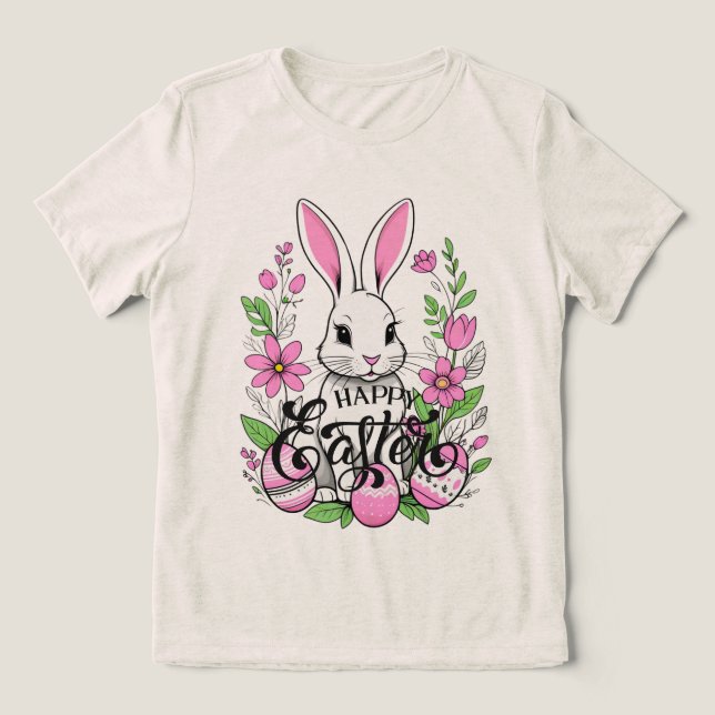 Glad påsk Bunny (mörk Rosa) T Shirt (Design Framsida)