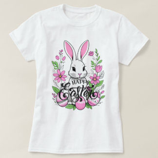 Glad påsk Bunny (mörk Rosa) T Shirt