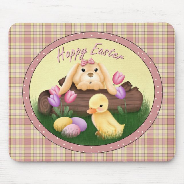 Glad påsk Bunny Mousepad Musmatta (Framsidan)