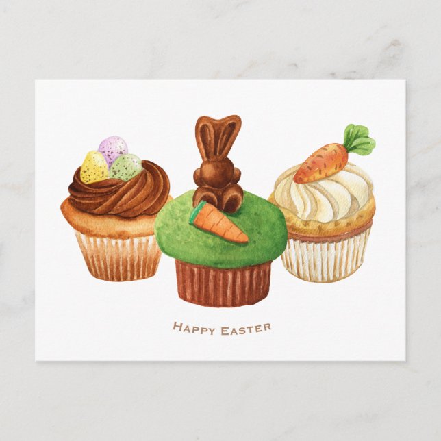 Glad påsk Bunny Muffins Helgdag Card Helg Vykort (Framsida)