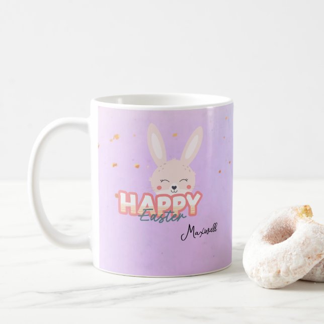 Glad påsk Bunny Namn Kaffemugg (Med munk)