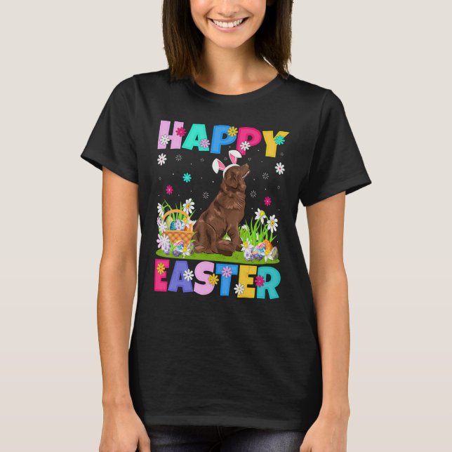 Glad påsk Bunny Newfoundland Hund Påsk Söndag T Shirt (Framsida)