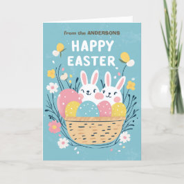 Glad påsk bunny och ägg helgkort