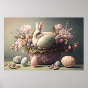 Glad påsk bunny och ägg, pastel färg Poster