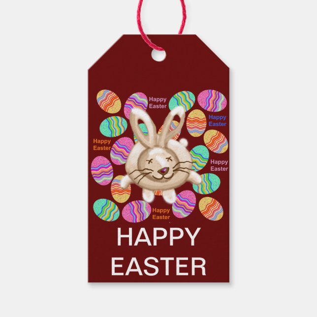 Glad påsk Bunny och ägg Presentetikett (Framsidan)