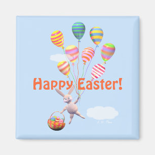 Glad påsk Bunny och Balloons Magnet