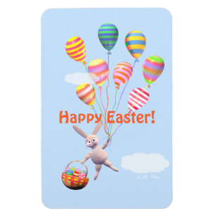 Glad påsk Bunny och Balloons Magnet