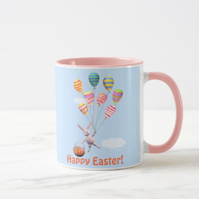 Glad påsk Bunny och Balloons Mugg (Höger)