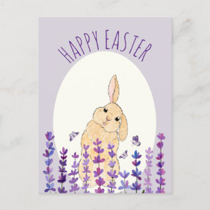 Glad påsk Bunny och Lavender Vykort