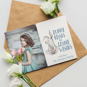 Glad påsk Bunny Önskemål Cute Family Photo Julkort