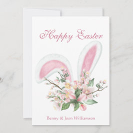 Glad påsk Bunny Öron Blommigt Hälsning Julkort