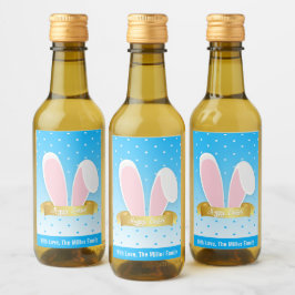Glad påsk Bunny Öron Blue Mini Vin-etikett Vinetikett