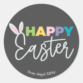 Glad påsk Bunny Öron, färgtypografi Runt Klistermärke