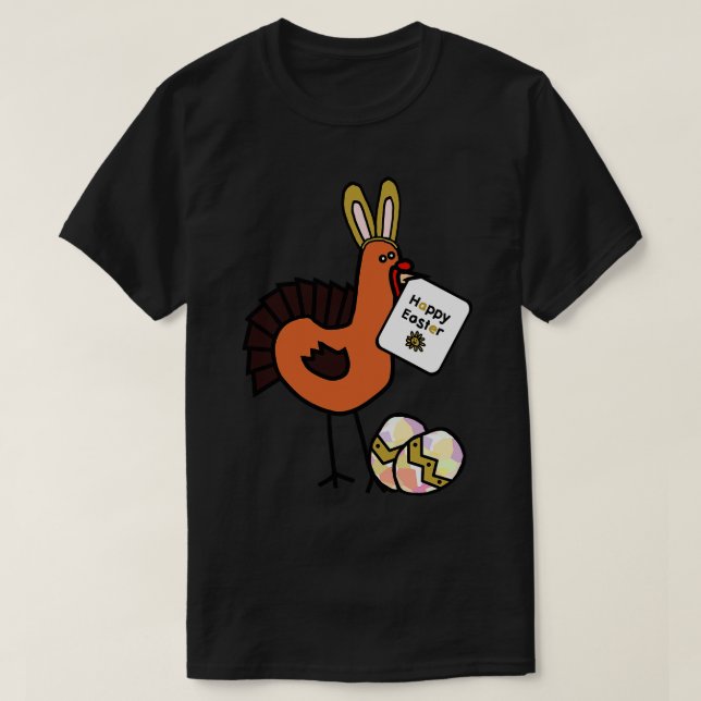 Glad påsk Bunny Öron om Thanksgiving Turkiet T Shirt (Design framsida)
