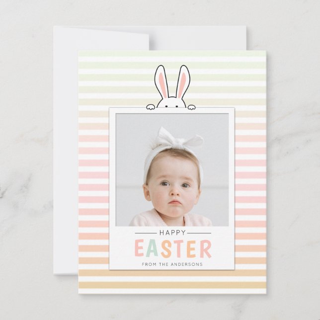 Glad påsk Bunny Öron Photo Helgdag Card Julkort (Framsida)