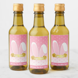 Glad påsk Bunny Öron Rosa Mini Vin etikett Mini