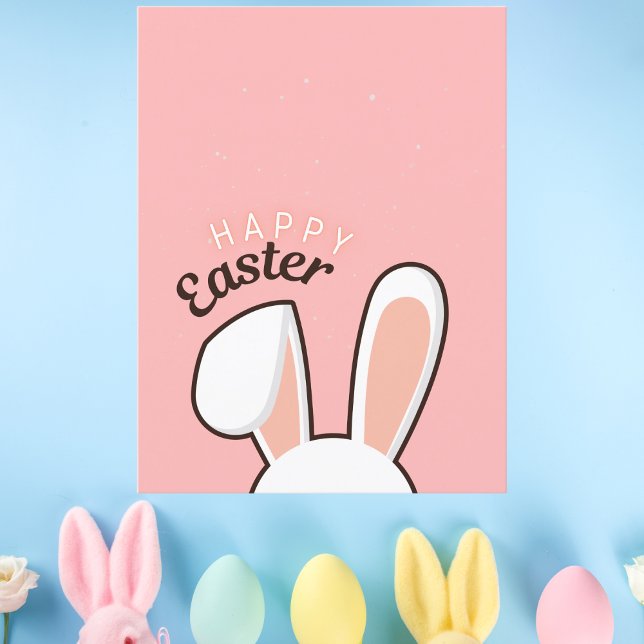 Glad påsk Bunny Öron Rosa Vykort (Skapare uppladdad)