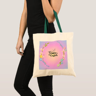 Glad påsk Bunny Outline Söt Pastel Tygkasse