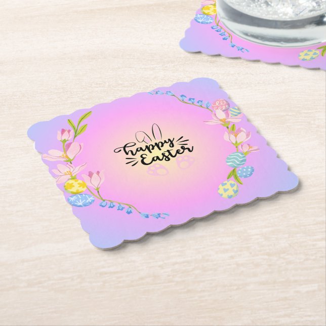 Glad påsk Bunny Outline Söt Pastel Underlägg Papper (Vinklad)