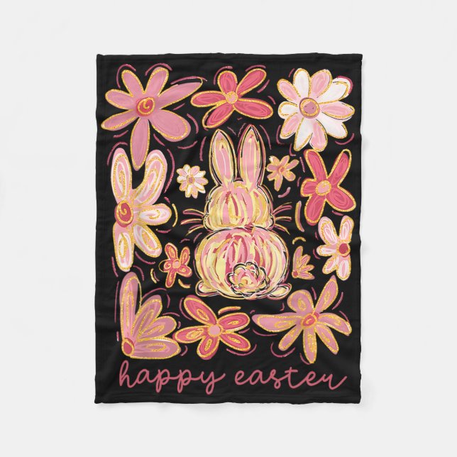 Glad påsk Bunny Påskägg Hunt Squad Påsk Wo Fleecefilt (Framsidan)