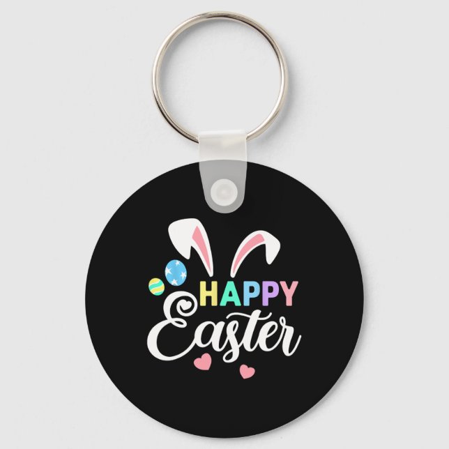 Glad påsk Bunny Påskäggen Rabbit Öron Womens Nyckelring (Framsida)