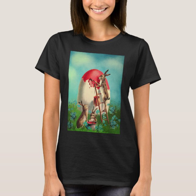 Glad påsk Bunny Pastel Vår Eggs Rabbits Pain T Shirt (Framsida)