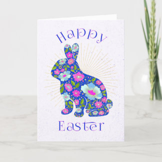 Glad påsk Bunny Personlig Blommigt  färgstark Helgkort