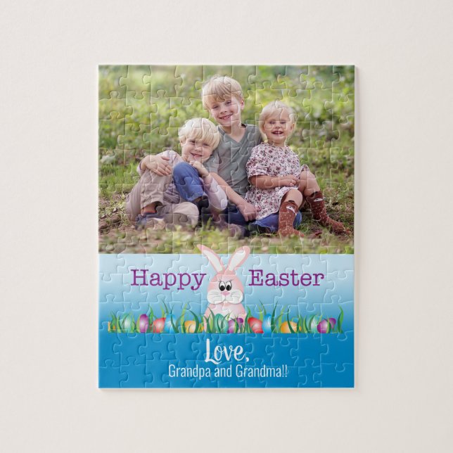 Glad påsk Bunny Personlig Foto Pussel (Vertikal)